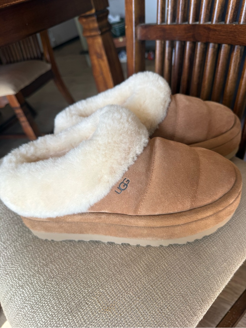 UGG Chestnut Suede Shearling Bootie Slippers - Picture 5 of 5